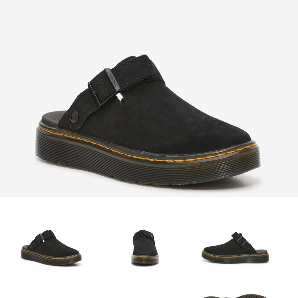 Dr Martens Black Suede Slip-On Clogs adjust strap & convertible 38 - Picture 1 of 13